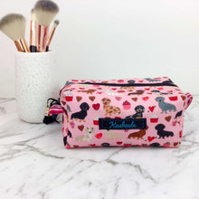 Load image into Gallery viewer, Dachshund Medium Box Makeup Bag. Pink
