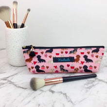 Load image into Gallery viewer, Dachshund Makeup Brush Bag. Pink
