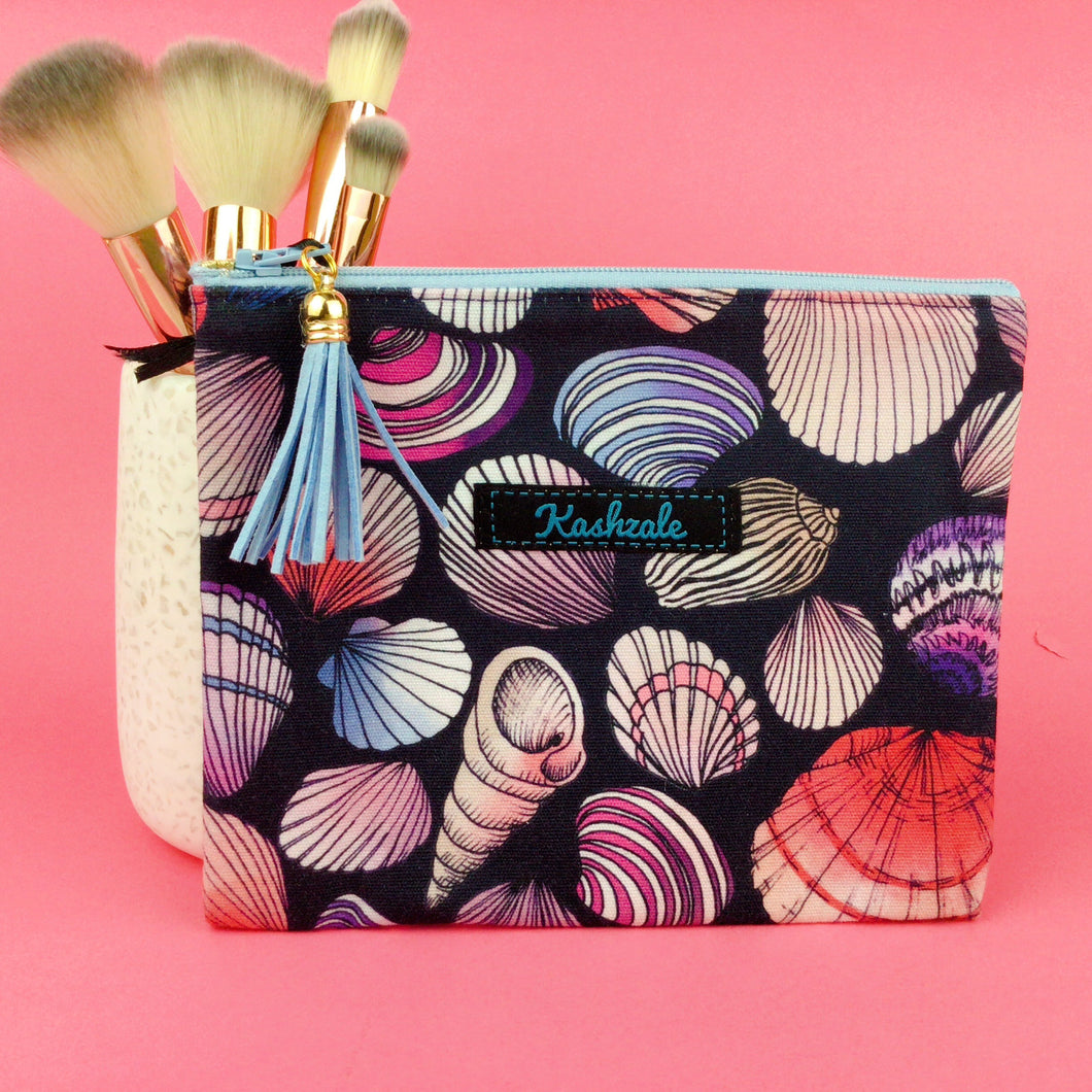 Shell Beach Small Clutch, Small makeup bag. Design by The Scenic Route.