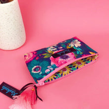 Load image into Gallery viewer, Navy and Pink Floral Sunglasses bag, glasses case.
