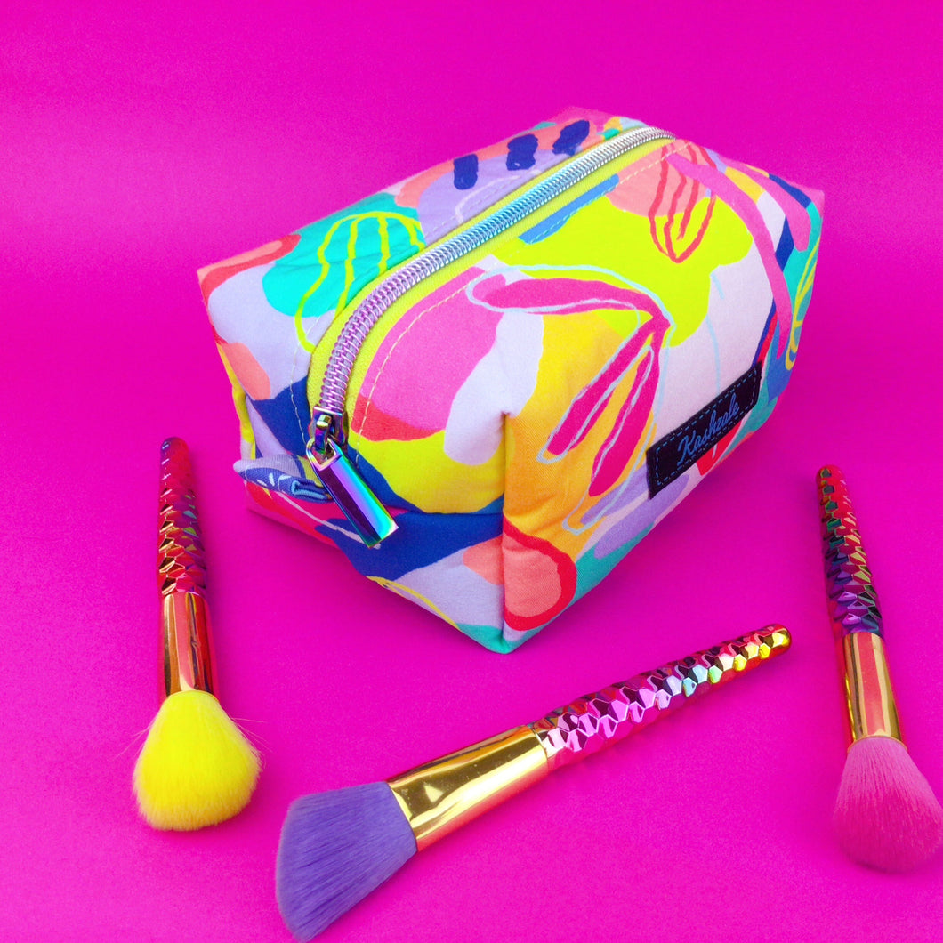 Disco Medium Box Makeup Bag.  World of Mik Design.