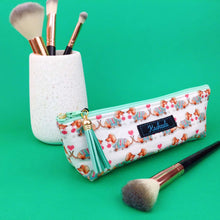 Load image into Gallery viewer, Dachshund Makeup Brush Bag. White
