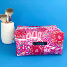 Load image into Gallery viewer, Women&#39;s Journey Large Box Cosmetic Bag. By Aboriginal Artist Debbie Scott
