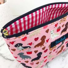 Load image into Gallery viewer, Dachshund Medium Cosmetic Bag. Pink
