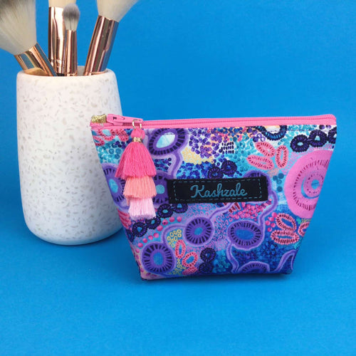 Coral Dreaming Small Makeup Bag by Mahalia Mabo - Kashzale Cosmetic Bags