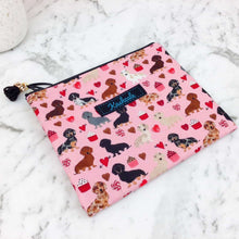 Load image into Gallery viewer, Dachshund Small Clutch, Small makeup bag. Pink
