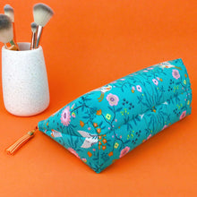 Load image into Gallery viewer, Aqua Cranes Medium Makeup Bag. Aqua Makeup Bag. - Kashzale Cosmetic Bags
