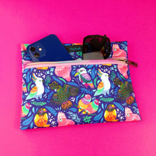 Load image into Gallery viewer, Wet Bag Small Navy Parrot Print
