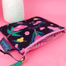 Load image into Gallery viewer, Protea Small Clutch, Small makeup bag. Black and Pink
