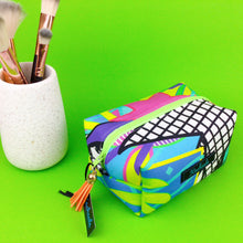 Load image into Gallery viewer, Tropical 80’s Party Medium Box Makeup Bag.
