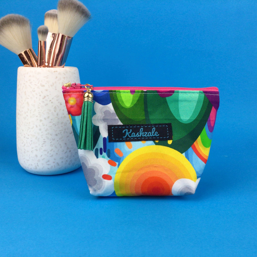 Rainbow Land Small Makeup Bag.  Kasey Rainbow Design. - Kashzale Cosmetic Bags