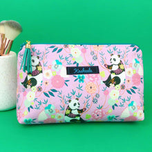 Load image into Gallery viewer, Pink Pandas Medium Makeup Bag. Pink Makeup Bag - Kashzale Cosmetic Bags
