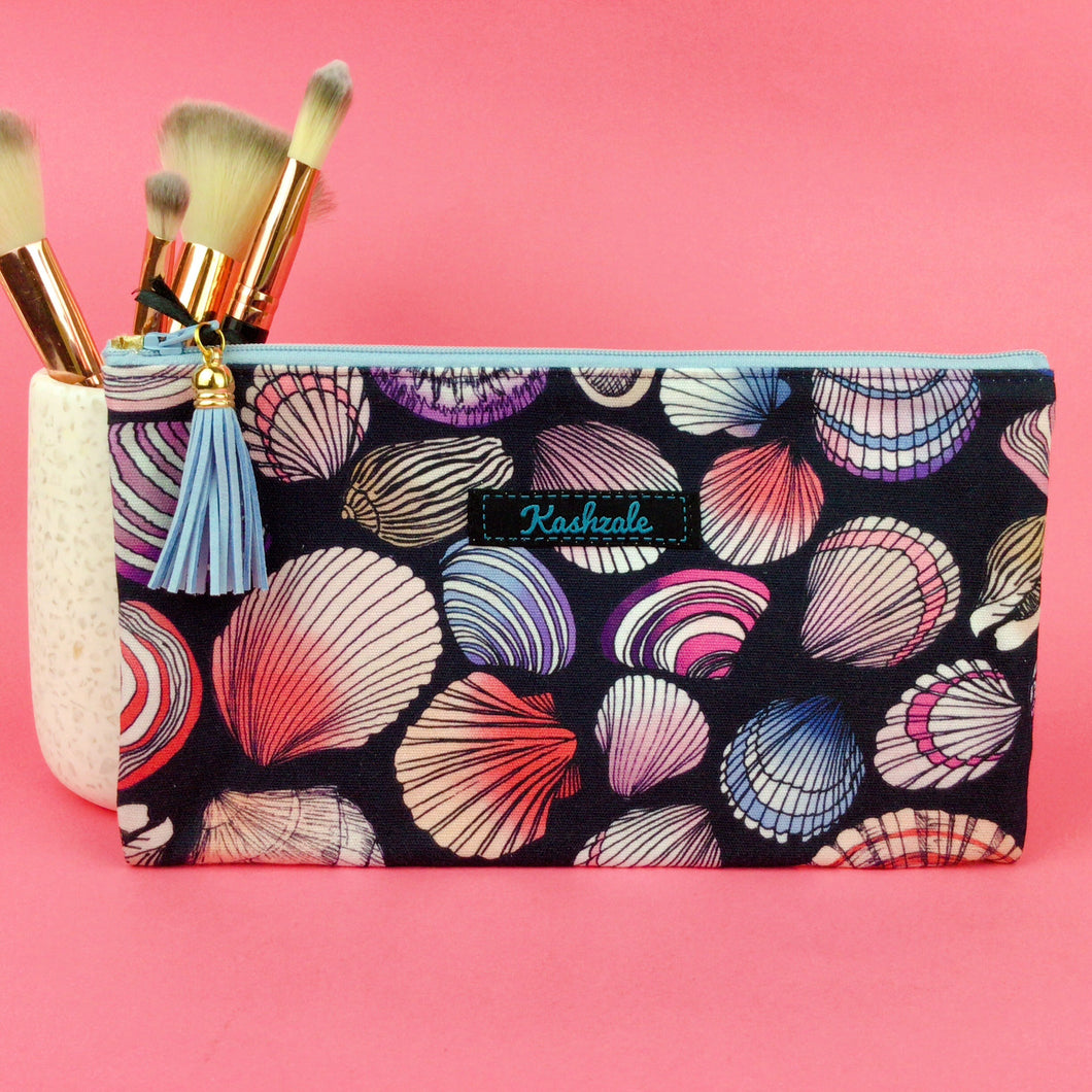 Shell Beach Zipper Pouch, Travel Pouch.  Design by The Scenic Route.