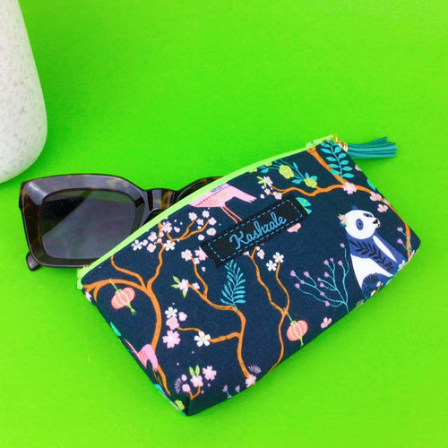 Navy Pandas and Tigers Sunglasses bag, glasses case. Navy Glasses Cases - Kashzale Cosmetic Bags