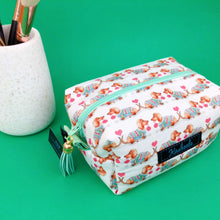 Load image into Gallery viewer, Dachshund Medium Box Makeup Bag. White
