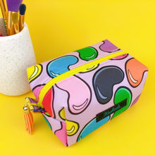Load image into Gallery viewer, Jelly Beans Medium Box Makeup Bag. Kasey Rainbow Design.
