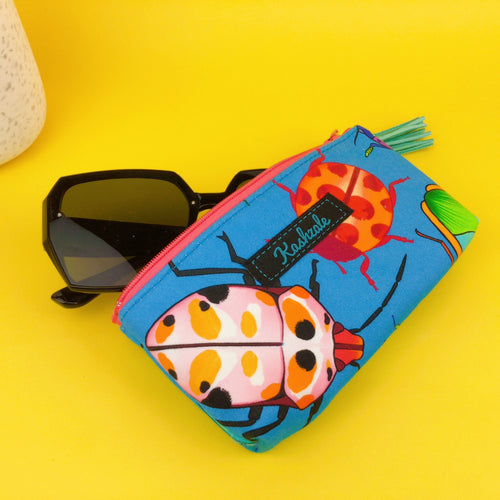 Buggin Blue Sunglasses bag, glasses case. Kasey Rainbow Design - Kashzale Cosmetic Bags