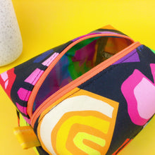 Load image into Gallery viewer, Love and Rainbows Medium Box Makeup Bag. Kasey Rainbow Design.

