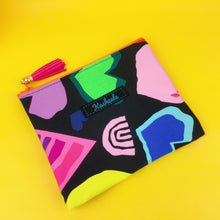 Load image into Gallery viewer, Love and Rainbows Clutch, Small makeup bag. Kasey Rainbow Design.

