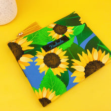 Load image into Gallery viewer, Sunny Flowers Clutch, Small makeup bag. Kasey Rainbow Design.
