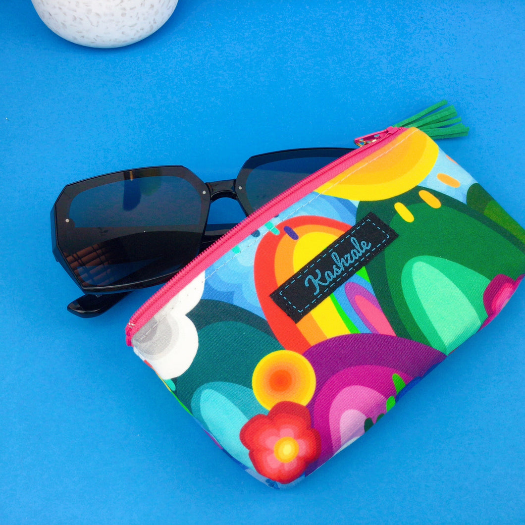 Rainbow Land Sunglasses bag, glasses case. Kasey Rainbow Design - Kashzale Cosmetic Bags