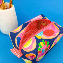 Load image into Gallery viewer, Face Bikkies Medium Box Makeup Bag. Kasey Rainbow Design.
