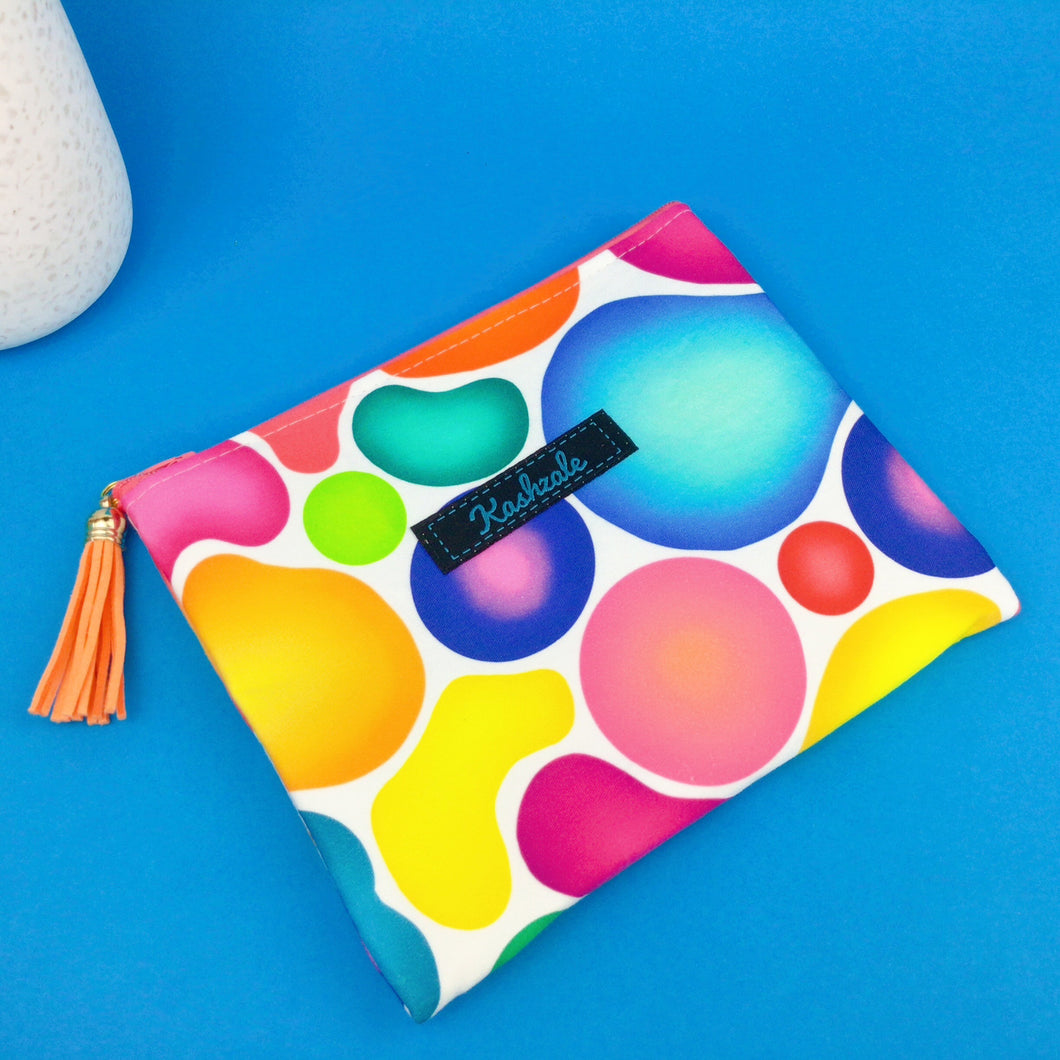 Rainbow Rocks Clutch, Small makeup bag. Kasey Rainbow Design.