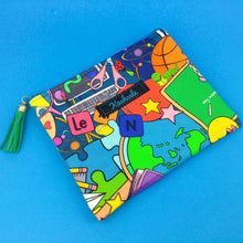 Load image into Gallery viewer, Teachers Pet Clutch, Small makeup bag. Kasey Rainbow Design.

