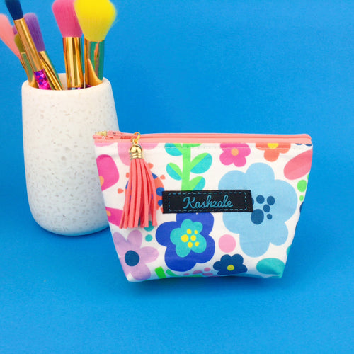 Garden Party Small Makeup Bag.  Kasey Rainbow Design. - Kashzale Cosmetic Bags