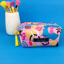 Load image into Gallery viewer, Through the Ages Medium Box Makeup Bag. Kasey Rainbow Design.
