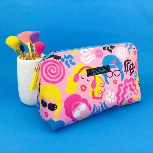 Through the Ages Medium Makeup Bag. Kasey Rainbow Design. - Kashzale Cosmetic Bags
