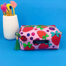 Load image into Gallery viewer, Berries Medium Box Makeup Bag. Kasey Rainbow Design.
