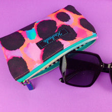 Load image into Gallery viewer, Tropical Cheetah Sunglasses bag, glasses case. Inky Soda Design.
