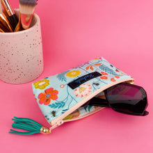 Load image into Gallery viewer, Light Blue Floral Sunglasses bag, glasses case.
