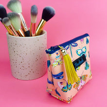 Load image into Gallery viewer, Coral Bugs and Butterflies Small Makeup Bag.

