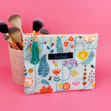Load image into Gallery viewer, Light Blue Floral Small Clutch, Small makeup bag.
