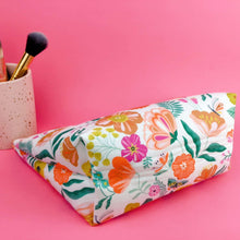 Load image into Gallery viewer, Cream Floral Large Makeup Bag.
