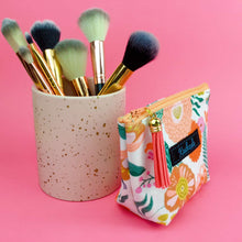 Load image into Gallery viewer, Cream Floral Small Makeup Bag.
