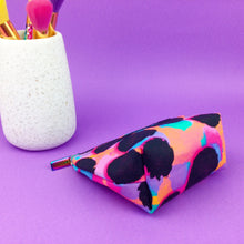 Load image into Gallery viewer, Tropical Cheetah Small Makeup Bag. Inky Soda Design.
