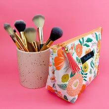 Load image into Gallery viewer, Cream Floral Medium Cosmetic Bag.
