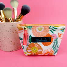 Load image into Gallery viewer, Cream Floral Small Makeup Bag.
