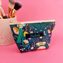 Load image into Gallery viewer, Navy Floral Small Makeup Bag.
