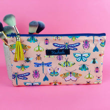 Load image into Gallery viewer, Coral Bugs and Butterflies Zipper Pouch, Travel Pouch.
