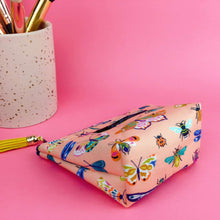 Load image into Gallery viewer, Coral Bugs and Butterflies Small Makeup Bag.
