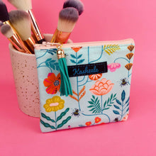 Load image into Gallery viewer, Light Blue Floral Coin Purse.
