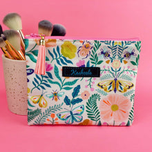 Load image into Gallery viewer, Green and Cream Small Clutch, Small makeup bag.
