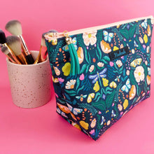 Load image into Gallery viewer, Navy Floral Large Makeup Bag.
