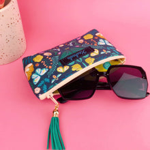Load image into Gallery viewer, Navy Floral Sunglasses bag, glasses case.
