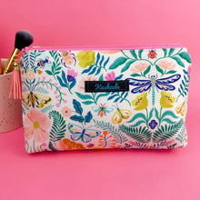 Load image into Gallery viewer, Green and Cream Medium Makeup Bag.
