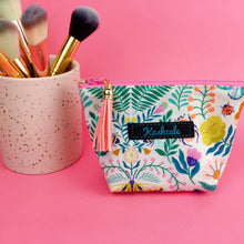 Load image into Gallery viewer, Green and Cream Small Makeup Bag.
